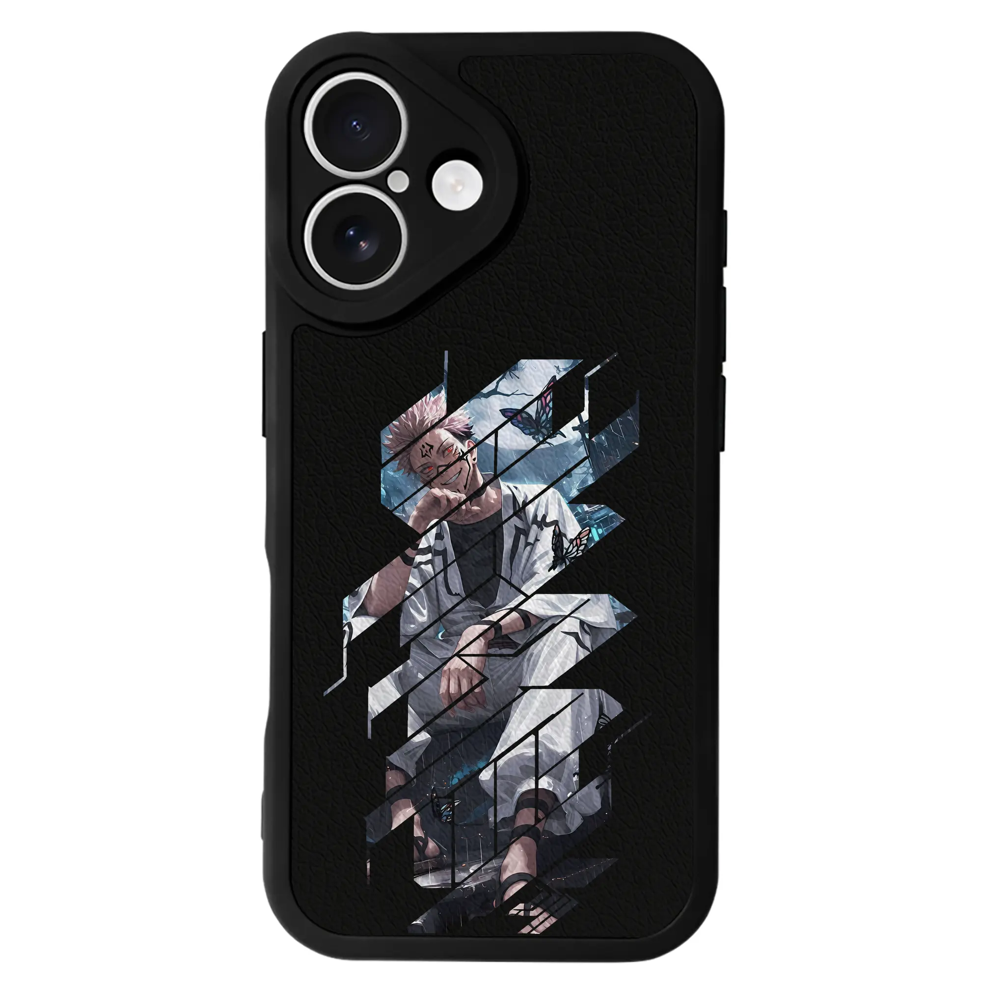 呪術廻戦 グッズ,両面宿儺 - IPhone 16シリーズ対応 ・ シリコンスマホケース ・ レザー調 ・ 高精度フィット ・ 耐衝撃 ・ ワイヤレス充電対応 ・ 精密カット